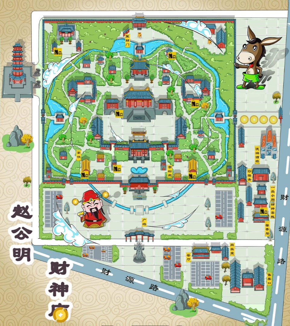 黄山寺庙类手绘地图